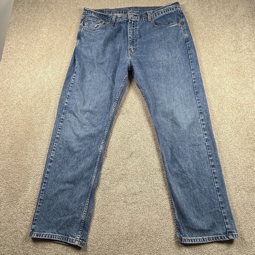 Levi's 505 Jeans Men 38X30 Blue Denim Casual Regular Fit Stone Wash Straight Leg